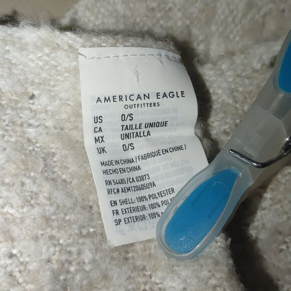 Scarf Shawl American Eagle Womens Oversized Cream Beige White Fringe Polyester - Picture 4 of 7